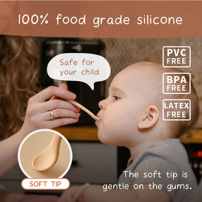 Silicone Feeding Spoons (Neutral Natural)