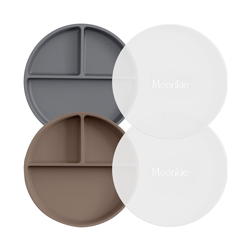 Suction Plates - 2 Packs (Warm Taupe/Dark Grey)