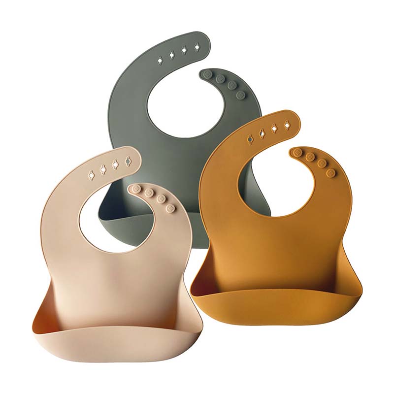 Silicone Baby Bib (Cream/Buck/Olive Green)