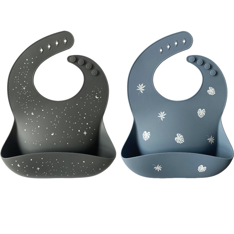 Silicone Baby Bib (Dark Grey/Tradewinds)