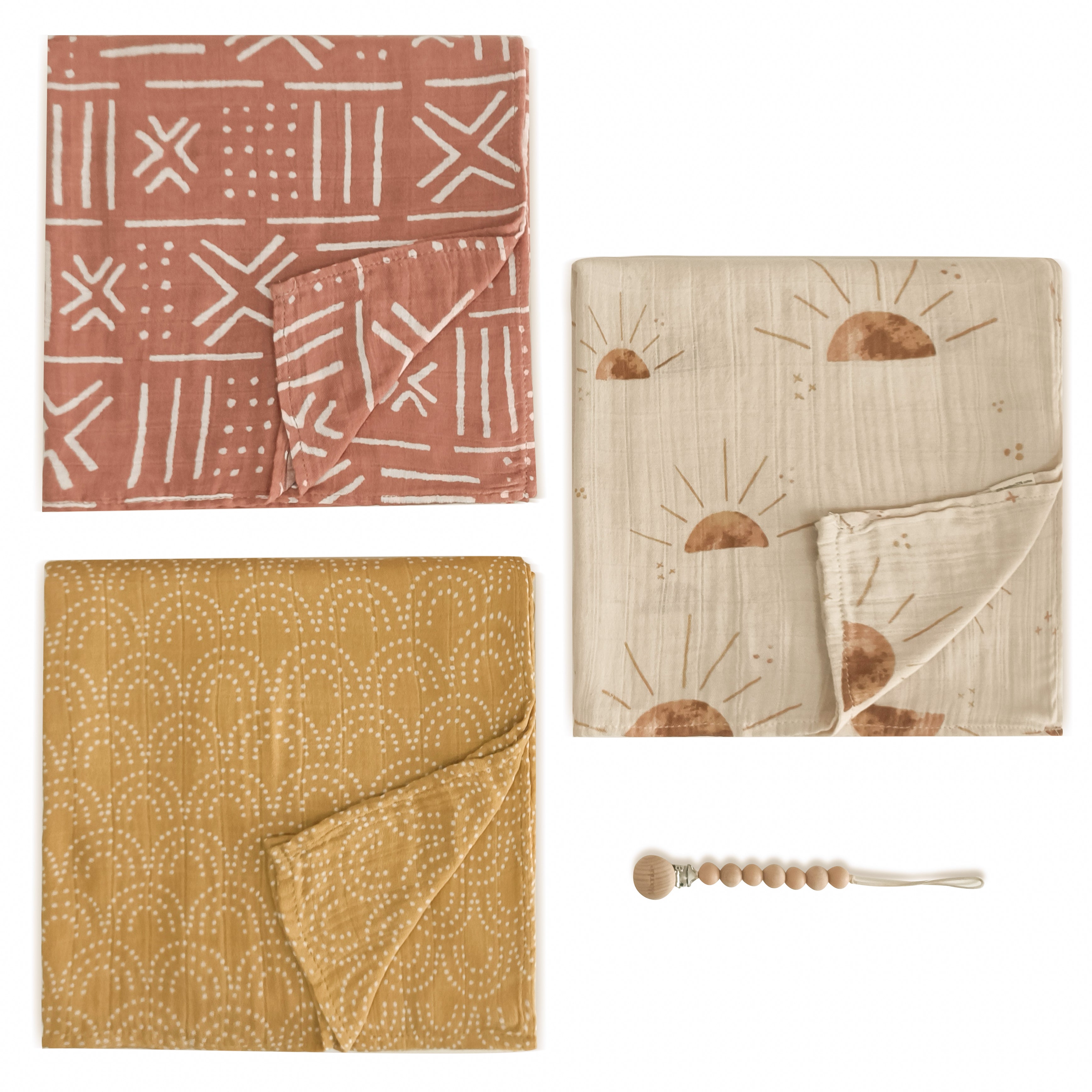Muslin Swaddle Blanket (Sunrise/Rainbow/Boho Mudcloth)