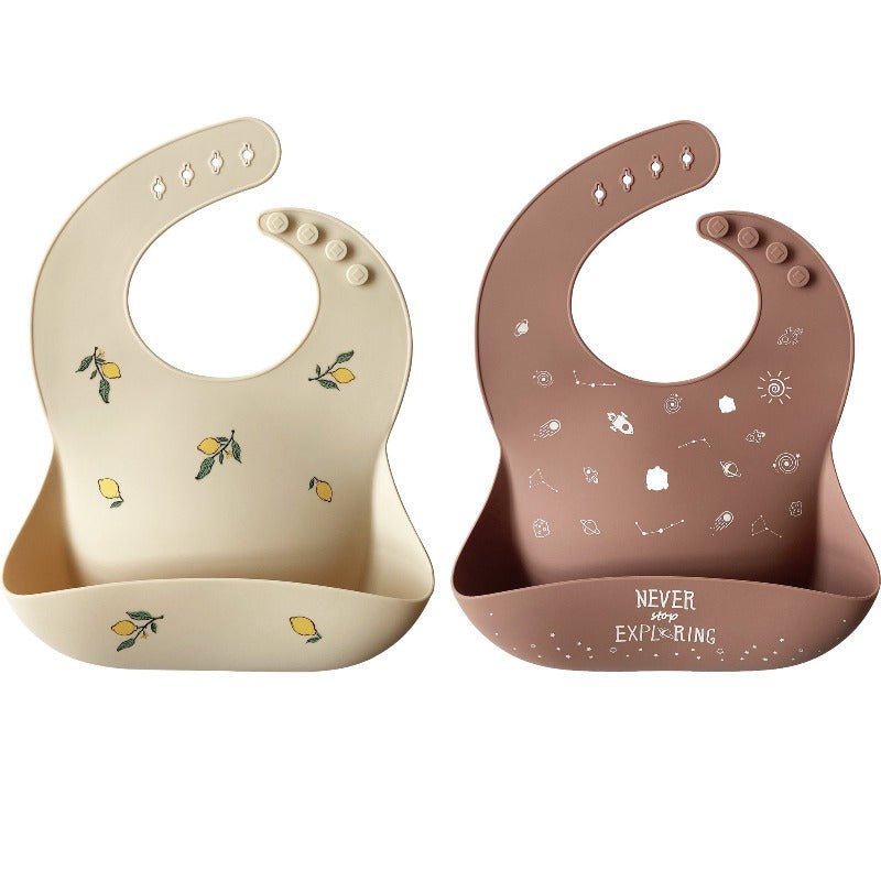 Silicone Baby Bib (Shifting Sand/Burlwood)