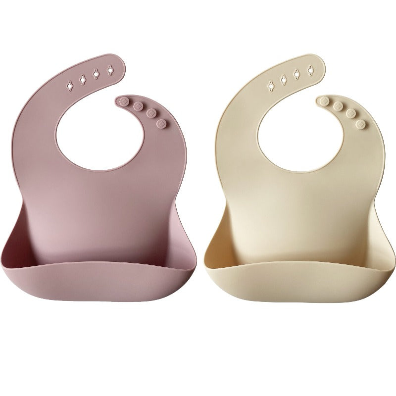 Silicone Baby Bib (Pale Mauve/Shifting Sand)