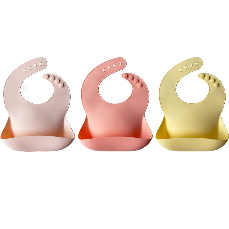Silicone Baby Bib (Pink/Pastel Yellow/Soft Pink)