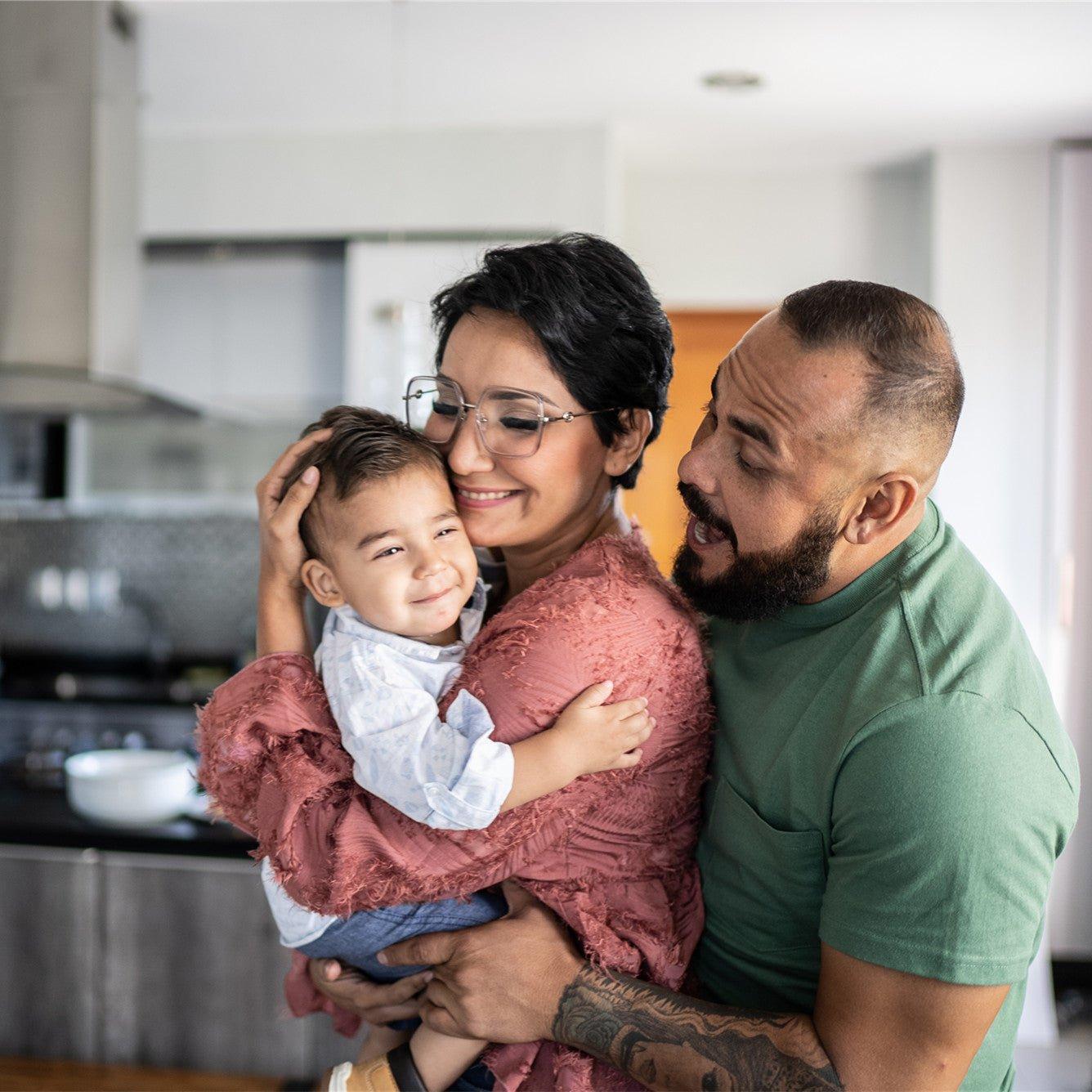 Family together at home