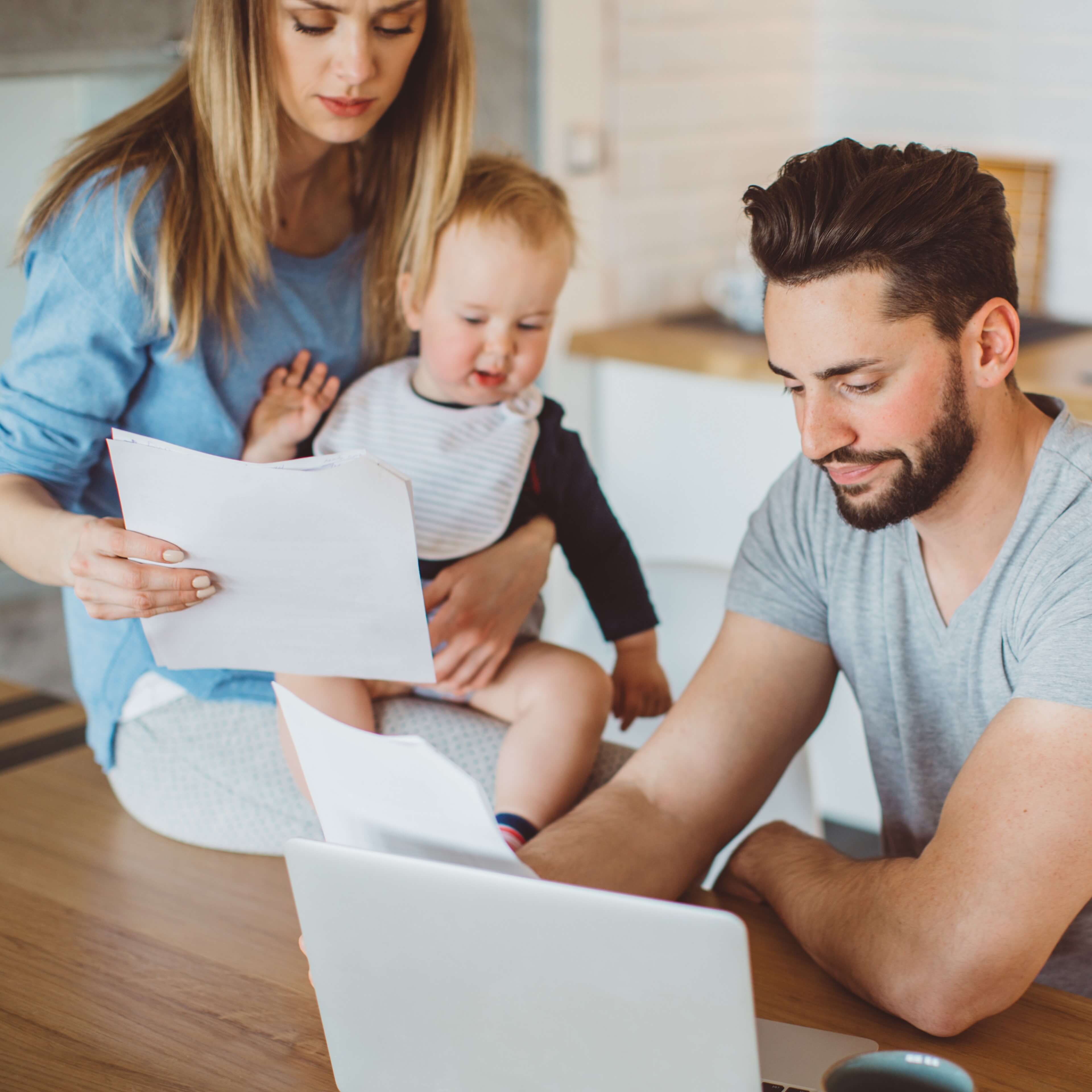 First-time parents prepare for their baby's paperwork