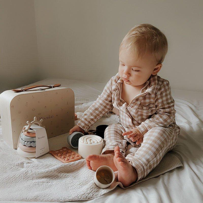 Baby is Playing with Montessori-Approved Silicone Sensory Toys