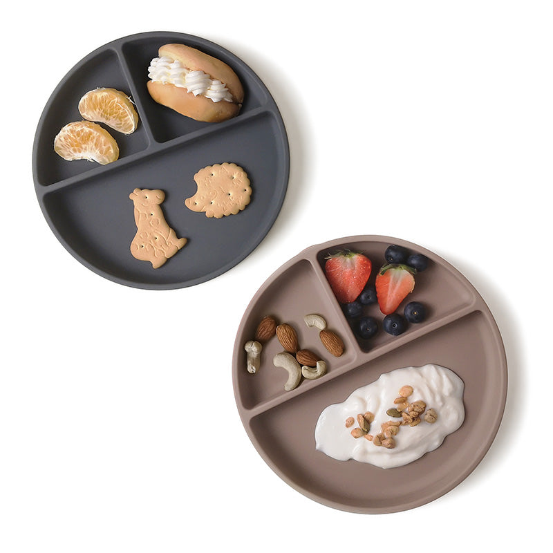 2 Packs Suction Plates With Food DarkGrey WarmTaupe