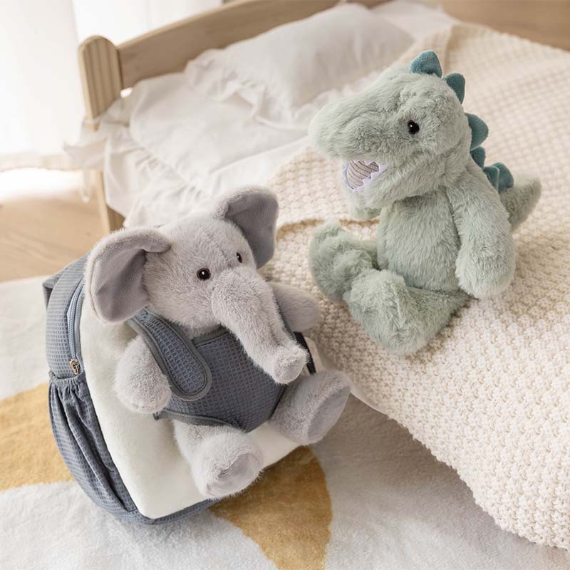 Moonkie Hug & Go™ Duo –  Elephant Backpack & Dinosaur Plush