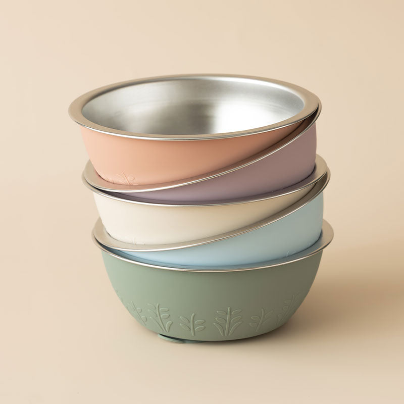 Stainless Steel Silicone Suction Bowl - 13 oz