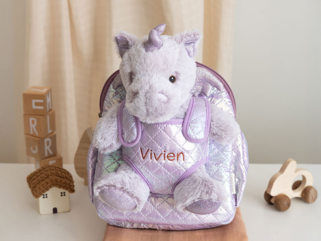 Unicorn Toddler Backpack & Stuffed Animal Bag | Moonkie Lilac Edition