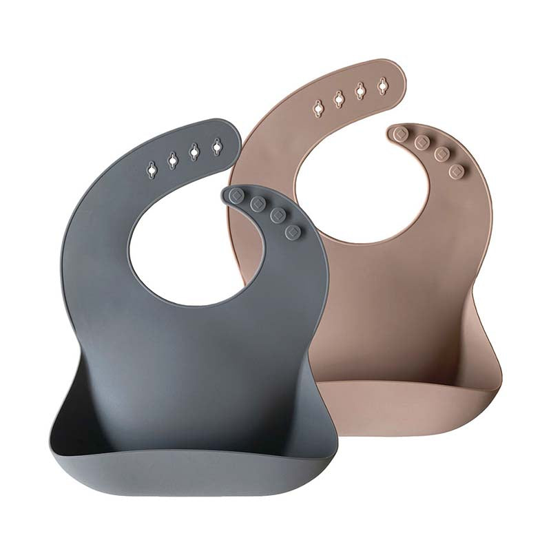 Baby Bib 2 Packs DarkGrey WarmTaupe