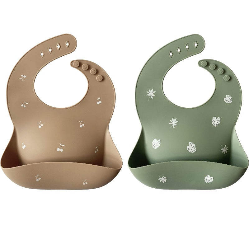 Baby Bib 2 Packs WarmTaupe Sage Display