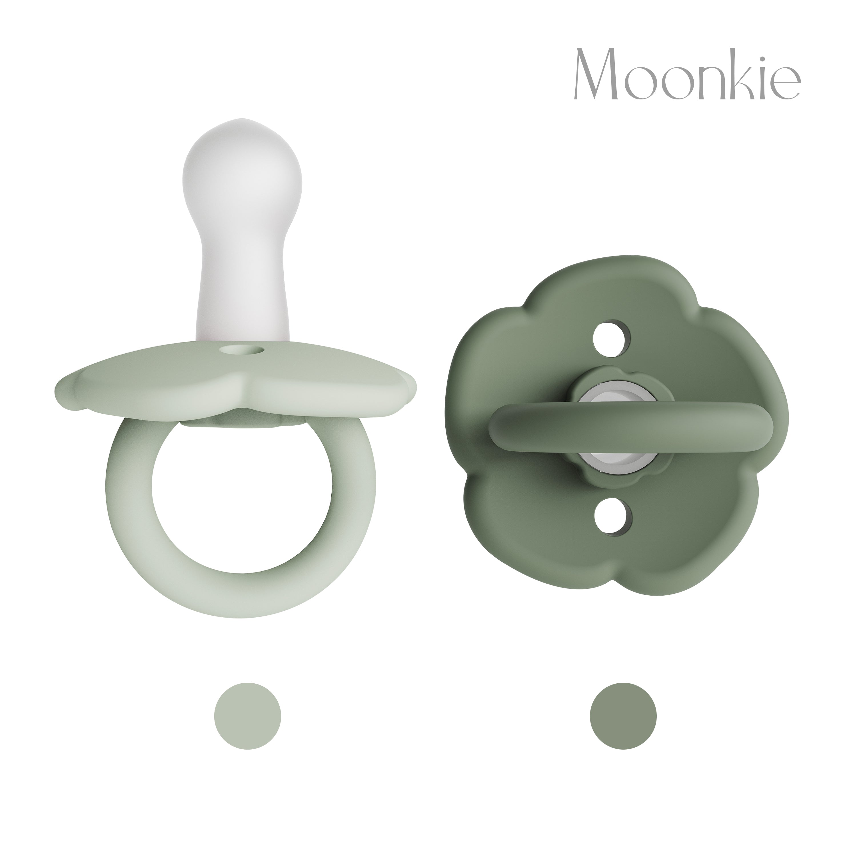 Silicone Baby Pacifier Mint and Sage Top Side