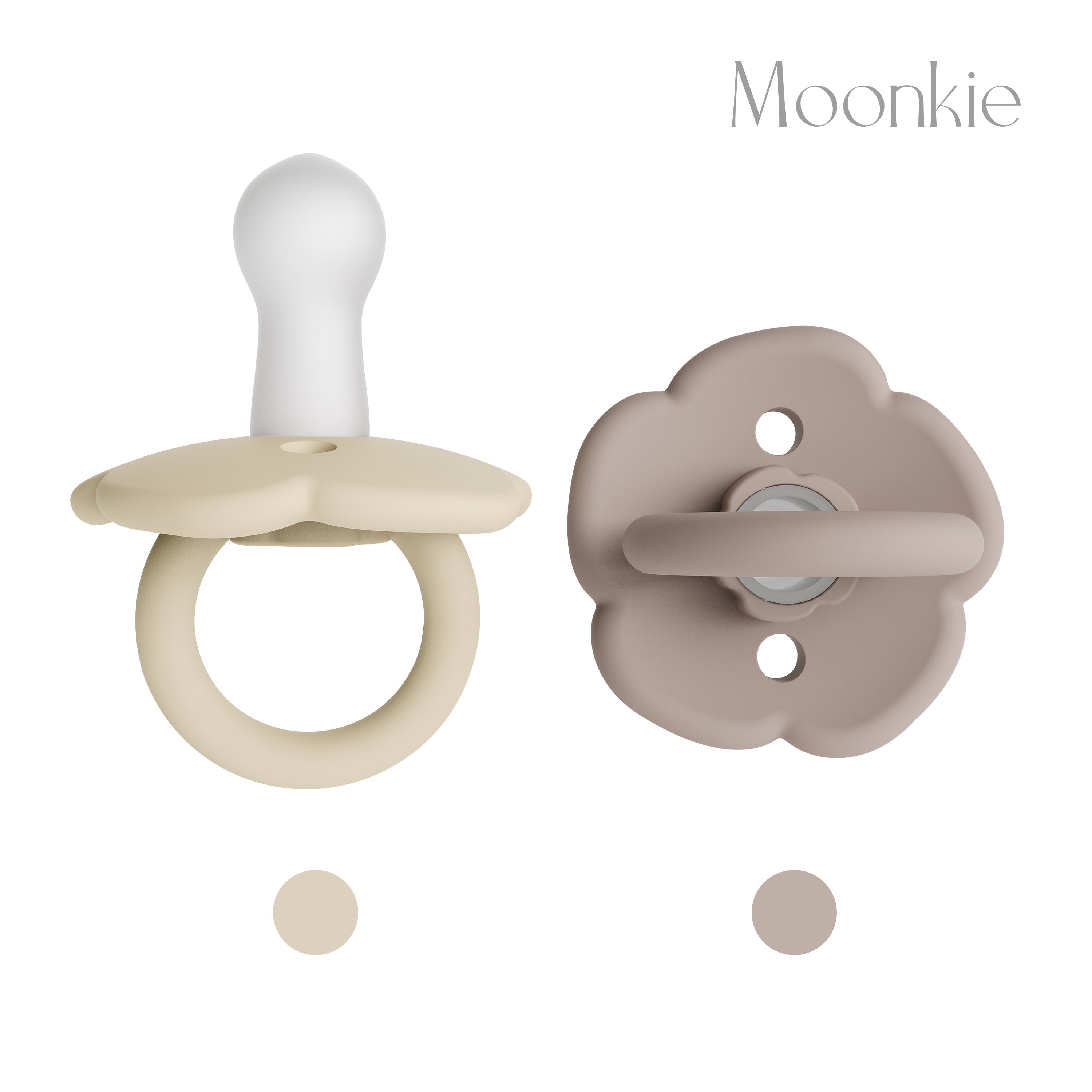 Silicone Baby Pacifier Sand and Blush Top Side