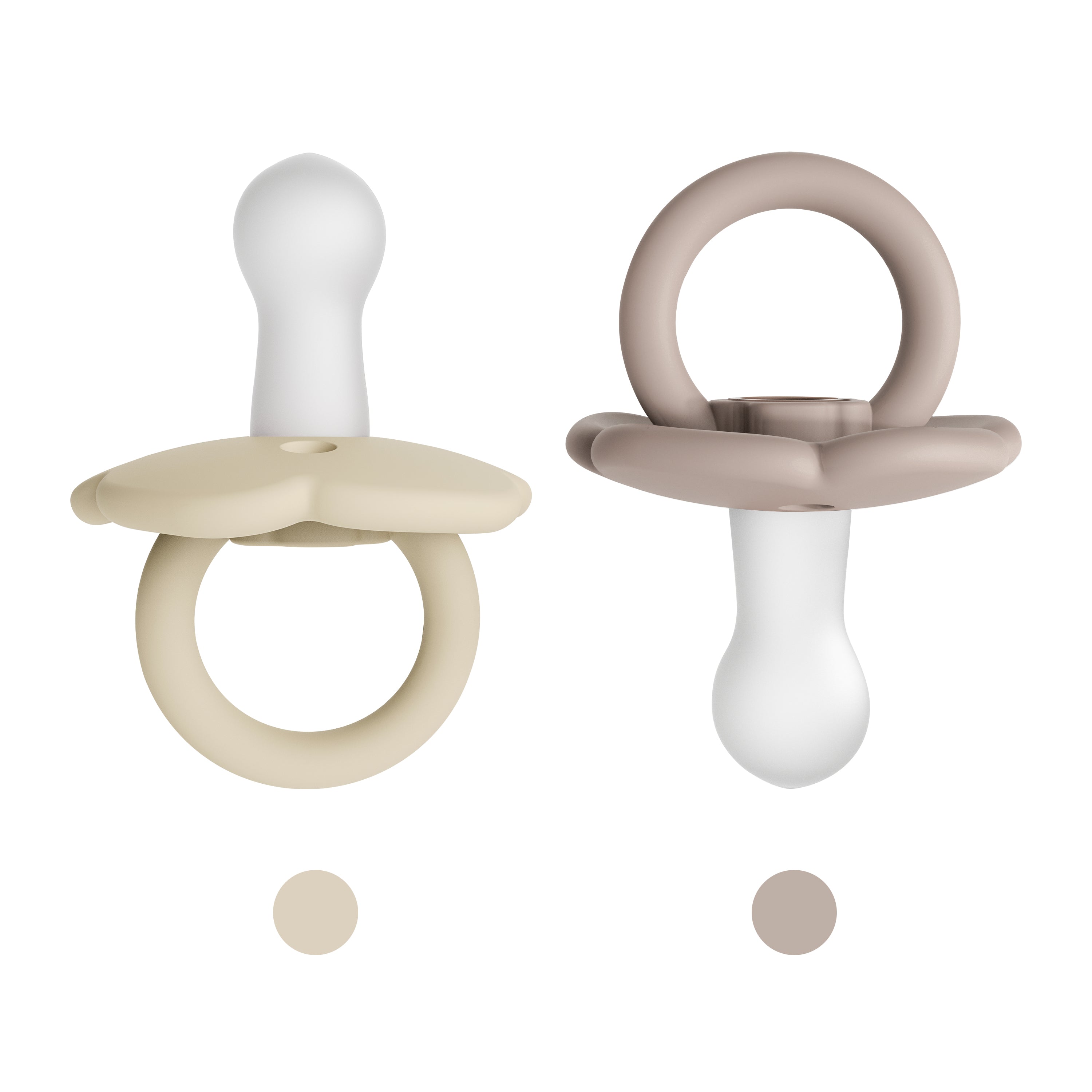 Silicone Baby Pacifier sand and blush Front Side