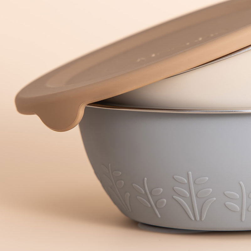 Stainless Steel Silicone Suction Bowl - 13 oz