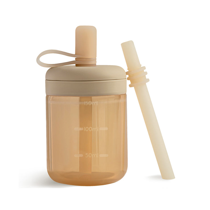 Silicone Training Cup with Straw Croissant